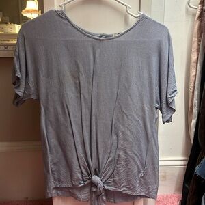 Madewell Tie Front, Button-up back shirt in light blue and white pinstripes